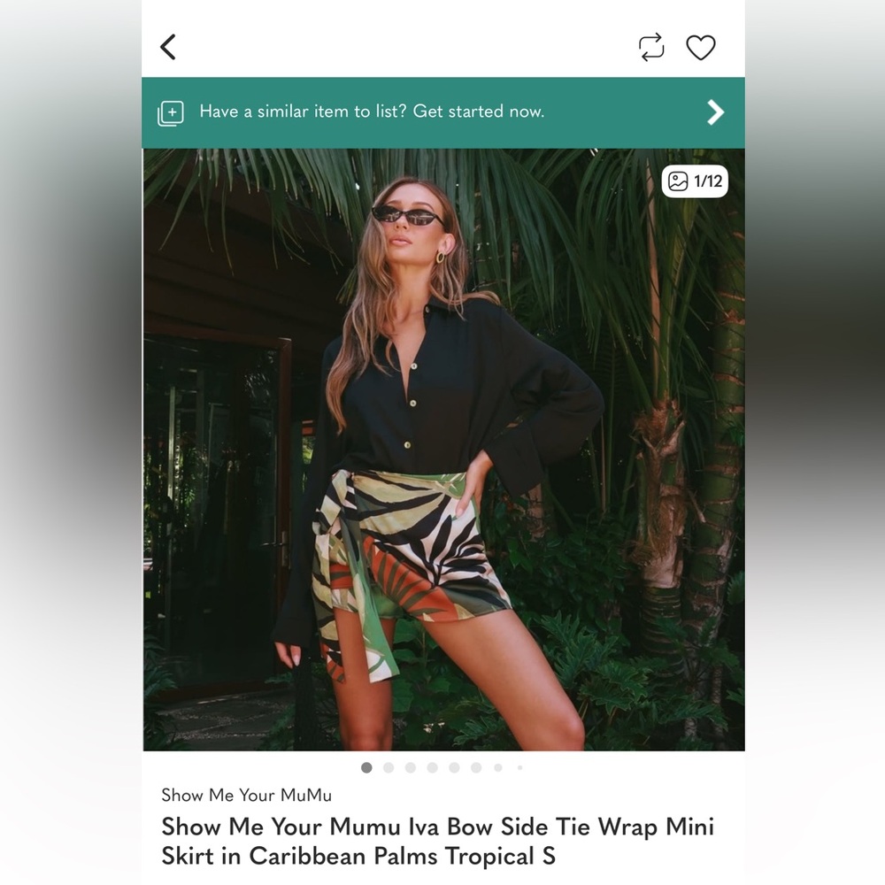 Show Me Your Mumu Iva Bow Side Tie Wrap Mini Skirt in Caribbean Palms Tropical S